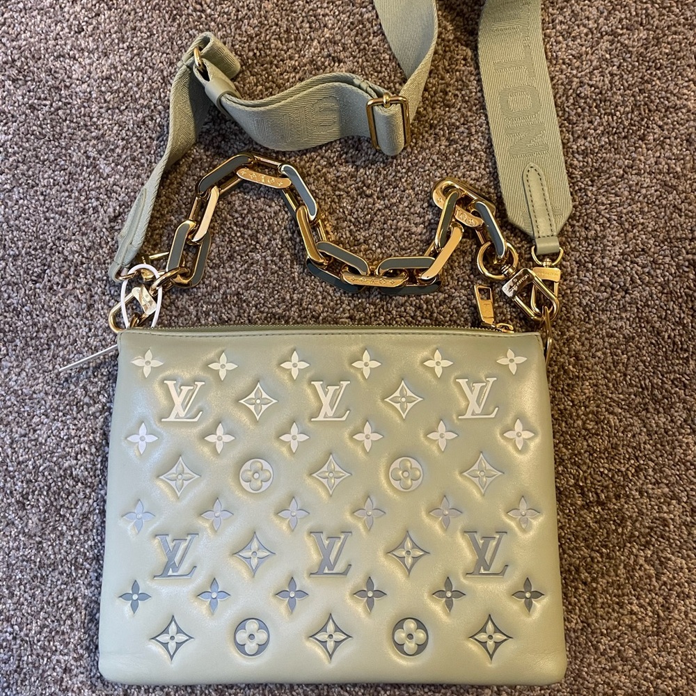 Louis Vuitton Coussin PM sage green leather bag purse